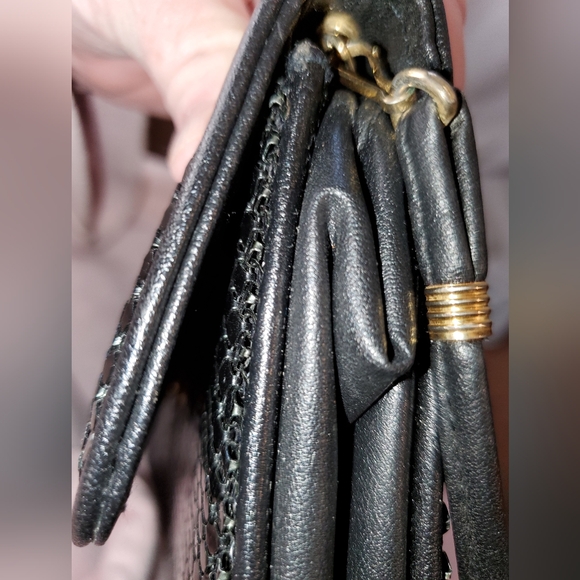 Vintage Mesh Flap Style Clutch Shoulder Bag Black Glam Evening Party - Picture 7 of 7